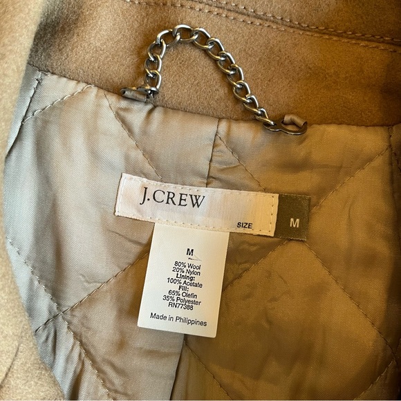 J. Crew Vintage Y2K Pea Coat Double Breasted Camel Neutral Wool Blend Medium - Picture 2 of 11